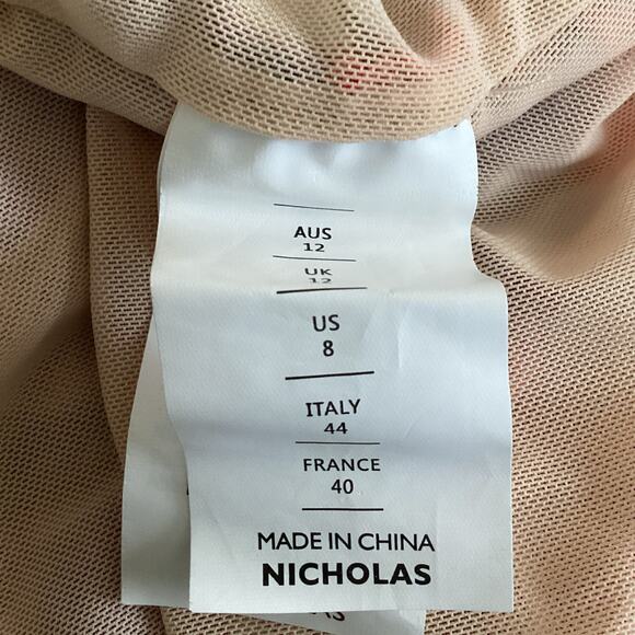 Nicholas Maleah Watercolor Floral Mesh Ruched Cocktail Dress 8 $395 - Picture 9 of 12